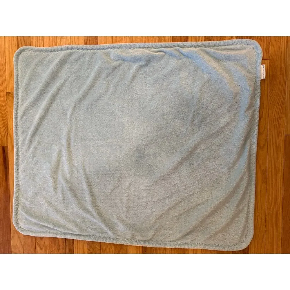 Pottery Barn Kids Plush Baby Blanket Blue White 30x38 Security Crib Nursery